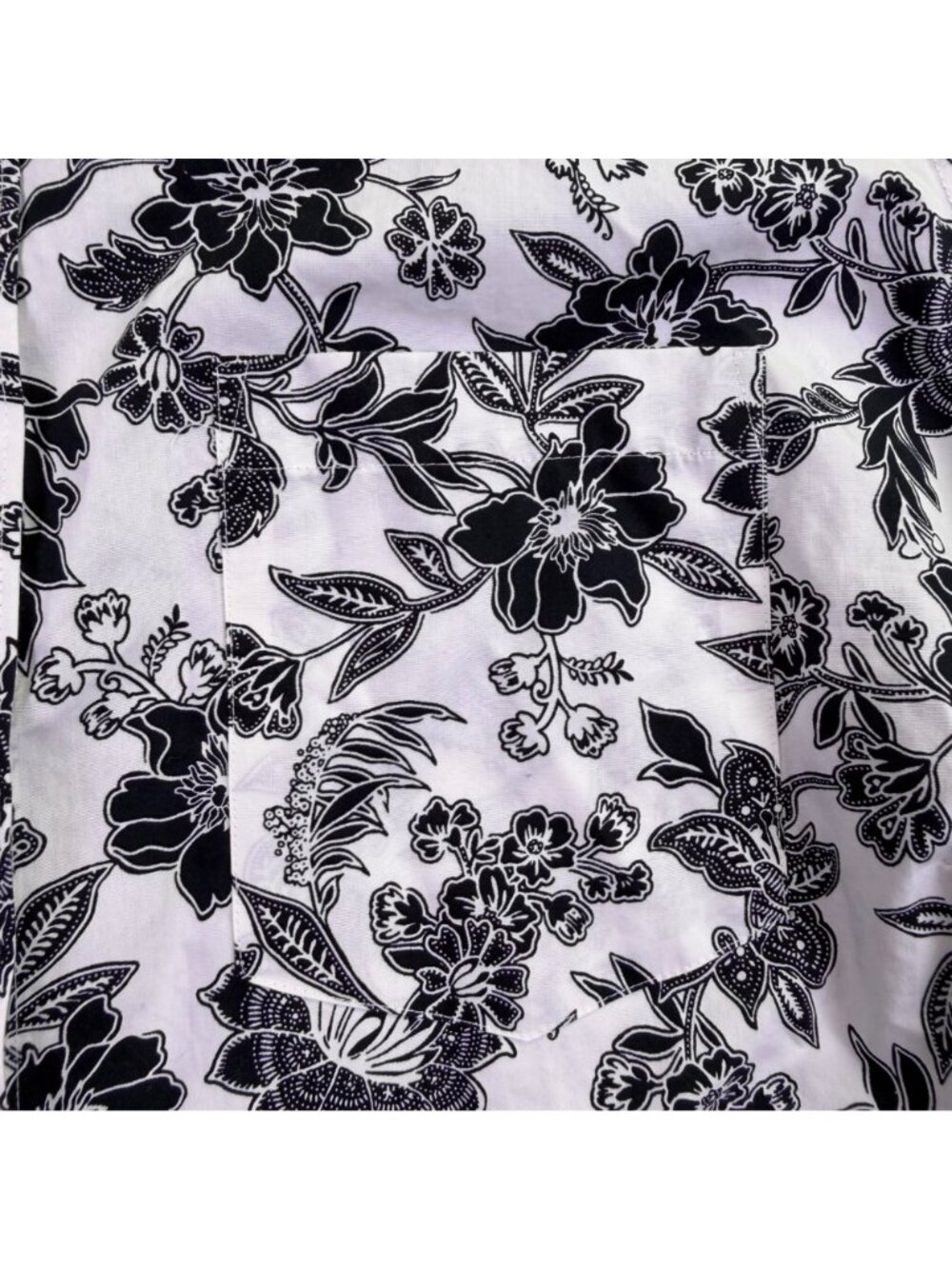 Lands End Womens Black & White Cotton Floral Print Button-Up Shirt Size 22W - Picture 4 of 9